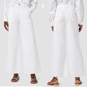 Hudson Jodie White Wide-Leg Crop Jeans